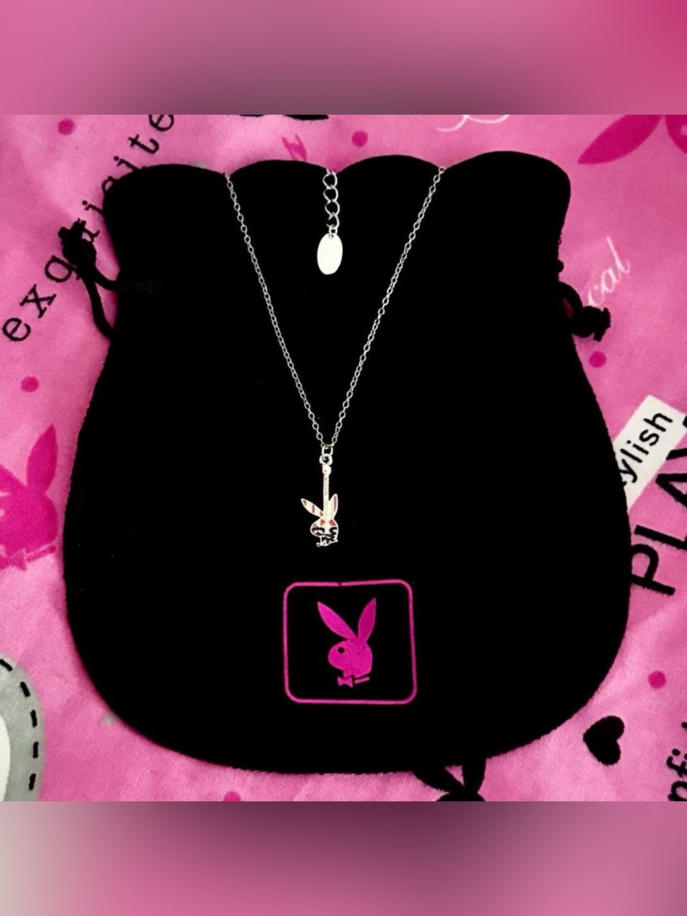 Playboy Y2K guitar bunny necklace